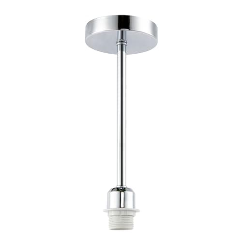 Image of Happy Homewares Classic Polished Chrome Ceiling Light Fixture to Showcase Lamp Shades | 12cm x 33cm | Suitable for Lamp Shades with E27 Lamp Holder