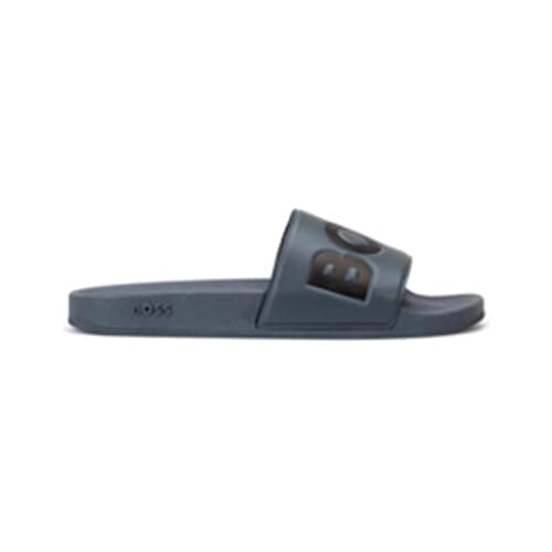 Image of BOSS Mens Aryeh Sliders, Comfy Footbed Sandals Pool Shoes Grey/Black 022 10 UK