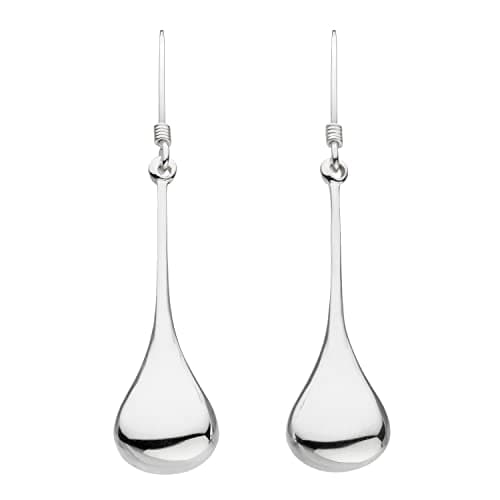 Image of DEW Elongated Teardrop Earrings– Sterling Silver, Organic Shape, Modern and Stylish Statement Drop Earrings (with gift box)