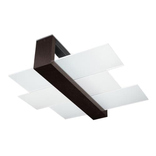 Image of Ceiling lamp LED FENIKS SL.0074 SOLLUX Modern Plafond lamp Wenge White E27 2-Light Glass Wood for The Kitchen and The Bedroom