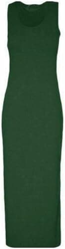 Image of Women Ladies Jersey Long Summer Vest Racer Muscle Back Maxi Dress Plus Size Bottle Green 16-18