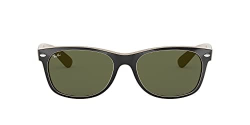 Image of Ray-Ban Unisex adults New Wayfarer Sunglasses, Multicolored (Black/Beige), 55 mm UK