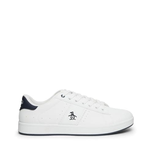 Image of Penguin Mens Steadman Trainers White Navy 10 UK