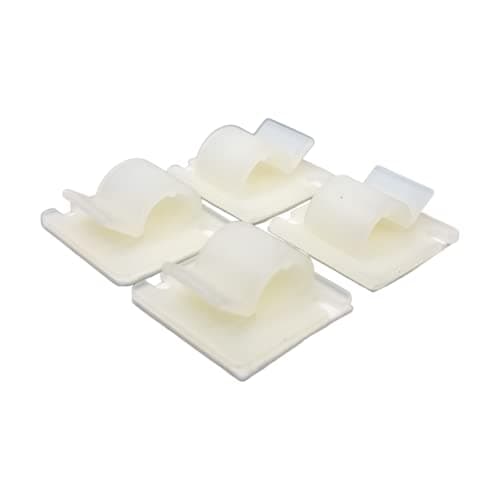 Image of 50 Pack - Self Adhesive Cable Clips 10mm Cable Management Tidy Hooks (White)