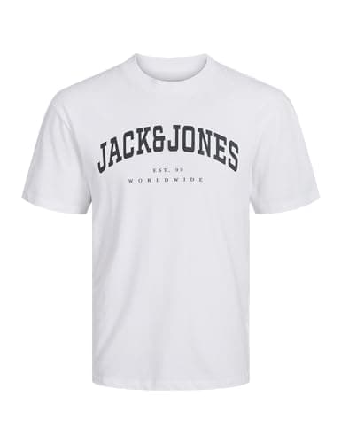 Image of Jack & Jones Men's Jjecaleb Varsity Tee SS O-Neck Noos T-Shirt, White, XS
