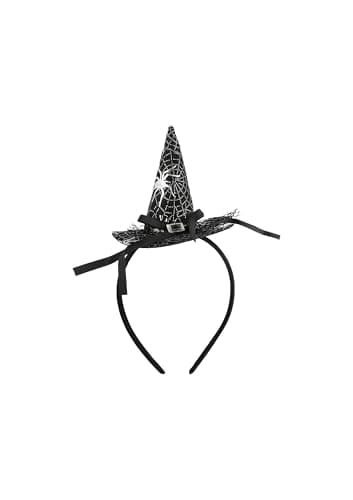 Image of HENBRANDT 1 x Mini Witch Hat Halloween Headband - Halloween Costume Accessory Black Cobweb Design Ribbon Buckle Party Fancy Dress Adults