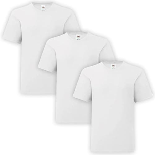 Image of HiFEN® Kids Crew Neck Short Sleeve T Shirts Cotton Rich Plain Classic Fit Valueweight Casual Top 3 to 15 Years 3 Pack White