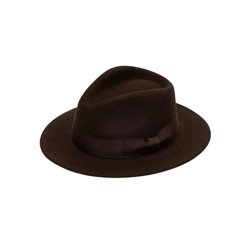 Image of Stylish 100% Wool Fedora Hat with Grosgrain Band – Classic Trilby & Panama Style for Men & Women (UK, Alpha, M, Standard, Brown)