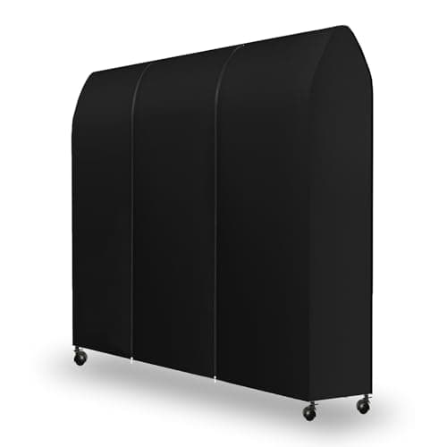 Image of DecacnX Clothes Rail Cover 3.6FT Dustproof Breathable Garment Rail Cover Double Protective Zip for Easy Access, Premium Fabric 110cm Wide for Wardrobe Clothing Rail, Black
