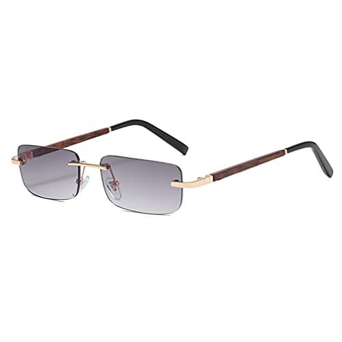 Image of Long Keeper Rimless Rectangle Sunglasses - Square Vintage Tinted Glasses Unisex Transparent Small Retro Sunglasses for Women Men