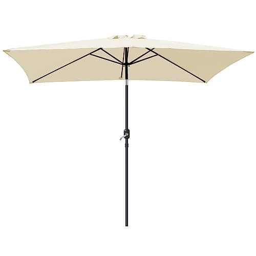 Image of Greenbay 2x3m Patio Outdoor Umbrella Wind up Garden Parasol Sun Shade Aluminium Crank Tilt Mechanism (Cream
