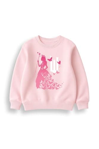 Image of Brand Threads Girl's Wicked “Glinda” Baby Pink Sweatshirt – Cotton-Blend Cosy Crew-Neck Jumper For Girls – Easy-Care Everyday Layer For Ages 1–2 To 13–14 Years, Soft Brushed Interior