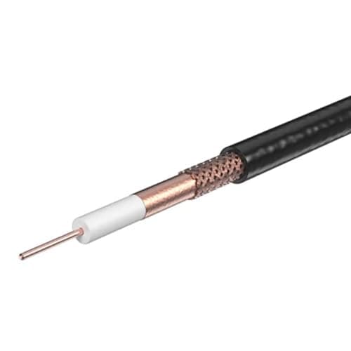 Image of Labgear PF100 Satellite Cable 50m Coil, Bare Copper Conductor, Foam PE Dielectric, Copper Braid & Foil Shielding, Durable Black PVC Sheath, CAI Certified