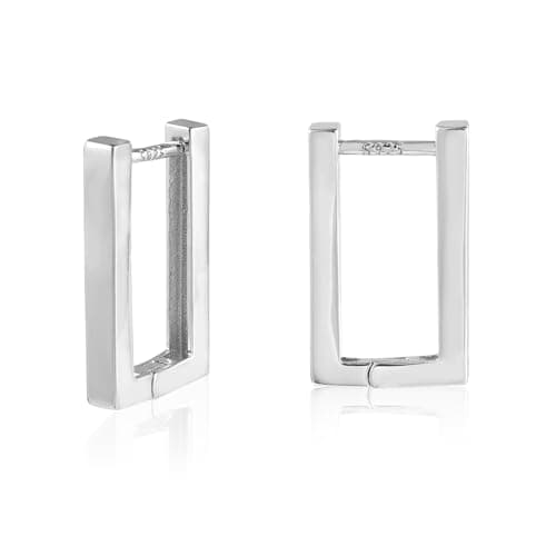 Image of ALEXCRAFT Sterling Silver Hoop Earrings Rectangular Earrings for Women Square Earrings Women Silver Birthday Gifts for Women Girls