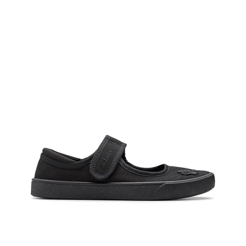 Image of Clarks Girls Hopper Go Ballet School Shoes, Black, 1.5 UK