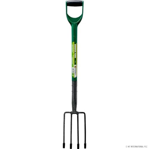 Image of Garden Border Digging Fork - Gardening Hand Tool Carbon Steel 4 Tooth Handle Heavy Duty | Cultivating All Types Of Soil | Garden Pitchfork Tool For Gardening & Digging