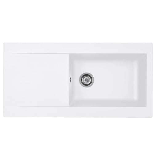 Image of Liquida EW10WH 1.0 Bowl Composite Reversible Inset White Kitchen Sink with Waste