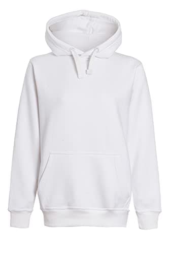 Image of imporio 11 Women Ladies Oversized Pullover Plain Hoodie Top With Out Zip Hoodies Sweatshirt Top Jumper UK 8-24 (UK, Numeric, 22, 24, Regular, Regular, White)