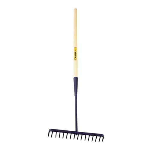 Image of PDL – Pegdev - Carters Tarmac Rake Wooden Handle – Round Teeth. Heavy Duty Design for Building, Gardening, Sand, Gravel - Professional Ground Care Tool.