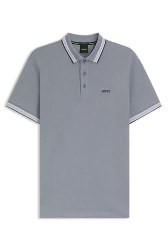 Image of BOSS Mens Polo Shirt Short Sleeve Lifestyle Cotton Dark Grey 3XL