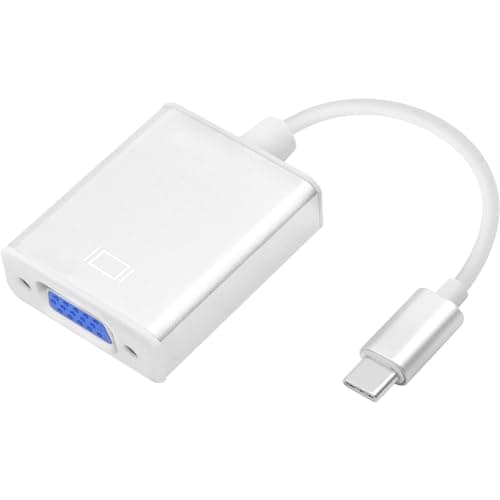 Image of USB-C Type C 3.1 to VGA Cable USB Type-C To VGA adapter/converter Compatible with MacBook Pro 13/15, MacBook Air 2018, Windows, Laptops, Acer, Chromebook and HD. (White)