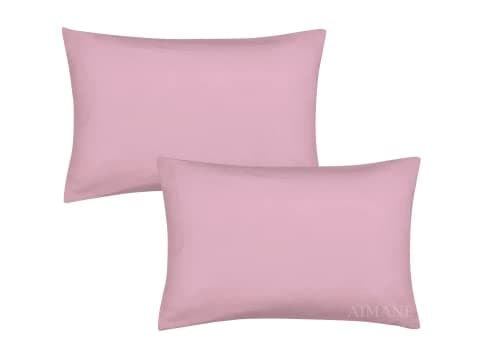 Image of AIMANE® Percale Pair of Housewife Pillowcases 50 x 75 CM Polycotton Easy Care Plain Dyed Pillowcases Envelope Closure (Pink, Housewife Pillowcases)