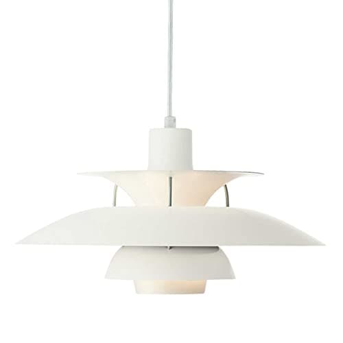 Image of FZQSXAZU PH5 Pendant Light with Bulb, White Modern Danish PH Lamp, Minimalist UFO Ceiling Lighting for Living Room Dining Kitchen Restaurant