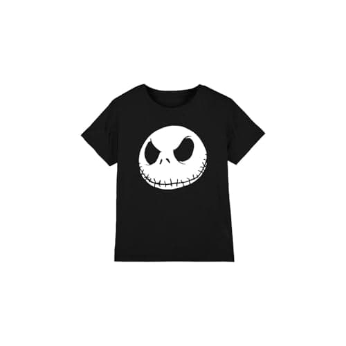 Image of The Nightmare Before Christmas Boys Jack Face Black Unisex Kids T-Shirt, Black, 3-4 Years UK