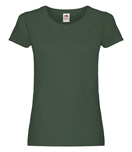 Image of Fruit of the Loom Ladies Fit Valueweight Colours Short Sleeve Cotton T-Shirt, Green - Bottle Green, Large