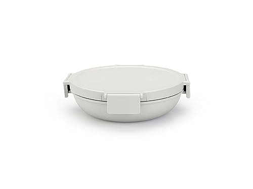 Image of Brabantia - Make & Take Lunch Bowl 1L - Compact Flat Design - Airtight Closure - Leakproof - Lid with Clips - Suitable for Freezer - Dishwasher & Microwave Safe - Light Grey