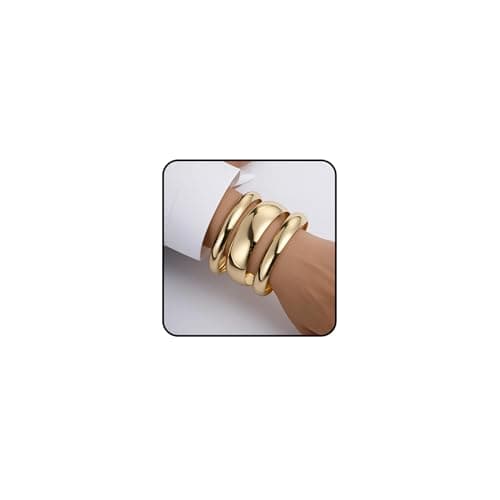Image of LOCCY 3PCS Gold Bangles Bracelets for Women, Gold Chunky Bangles Bracelets Golden Stackable Bracelet Golden Statement Bracelet Jewellery for Women Teen Girls for Wedding Birthday Party (Golde Set 1)