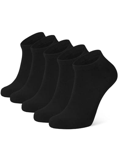 Image of CLOSEMATE 5 Pairs Ankle Socks for Men Women Breathable Cotton Non Slip Low Cut for Trainer Sports Casual (5Black, Size L)