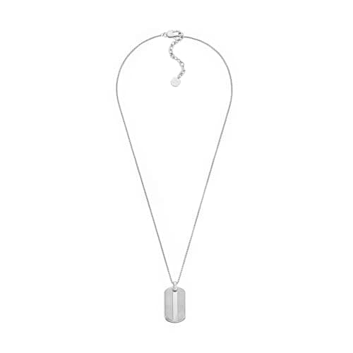 Image of Fossil Men's Stainless steel with lobster clasp closure Dog tag necklace