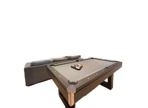 Image of 6ft or 7ft Pool Table with Dining Top and Table Tennis in Stylish Colours with Chrome Corner Caps Multi Use Games Table with Accessories Included (Charcoal Grey, 7ft)