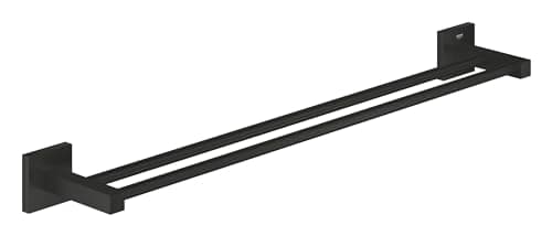 Image of GROHE Start Cube Double Towel Rail – Bathroom Wall Mounted Dual Towel Bar (Metal, Concealed Fastening, Including Screws and Dowels), Size 654 mm, Matt Black, 411042430