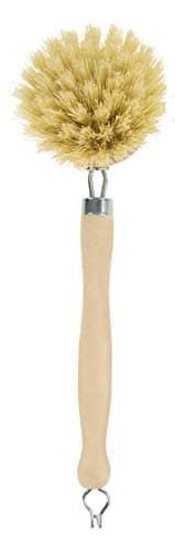 Image of Elliott Wooden Dish Brush, Natural Tampico and Metal Fixings, Removable and able Brush Head, Plastic Washing up, Dimensions 240 X 55 X 35mm