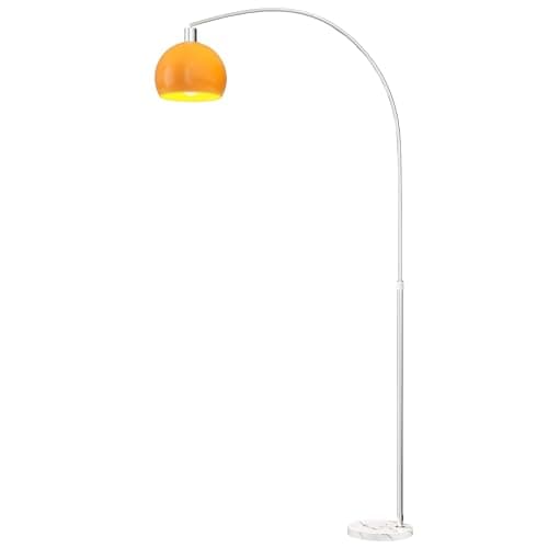 Image of HOMCOM Floor Lamp for Living Room, Modern Standing Lamp with Shade & Foot Switch, Minimalist Tall Pole Lampshade for Bedroom, Office, Orange