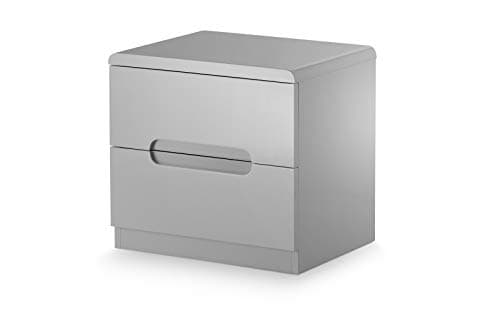 Image of Julian Bowen Manhattan 2 Drawer Bedside - Grey High Gloss Bedsides