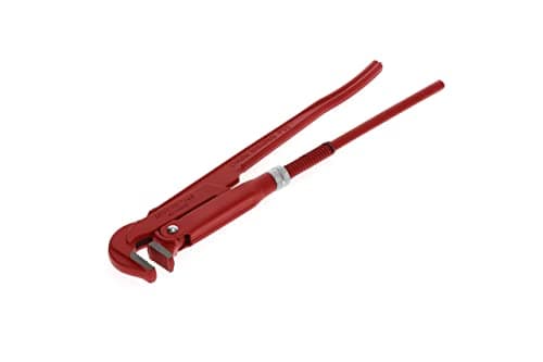 Image of GEDORE red 90° Angled pipe wrench, Clamping width 55 mm/1 1/2", Swedish, Solidly built, Offset teeth, R27100015