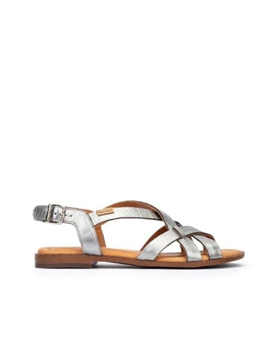 Image of Pikolinos ALGAR Leather Flat Sandals for Women, Lead, 6-6.5 UK