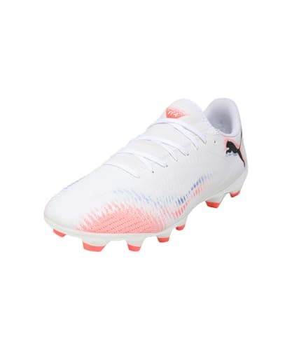 Image of PUMA Unisex Future 8 Play Firm Ground/Artifical Ground Football Boots, PUMA White-PUMA Black-Glowing Red, 6 UK