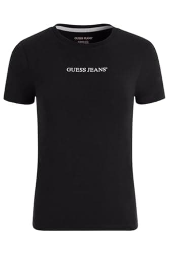 Image of GUESS Short Sleeve T-Shirt GJ Slim Logo Print W4YI01J1314, Black, XS