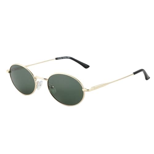 Image of ZENOTTIC Retro Oval Sunglasses Mens Womens Unisex Classic Style Metal Frames with UV Protection