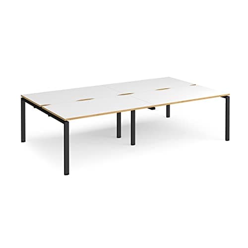 Image of DAMS Adapt double back to back desks 2800mm x 1600mm - black frame, white top with oak edging