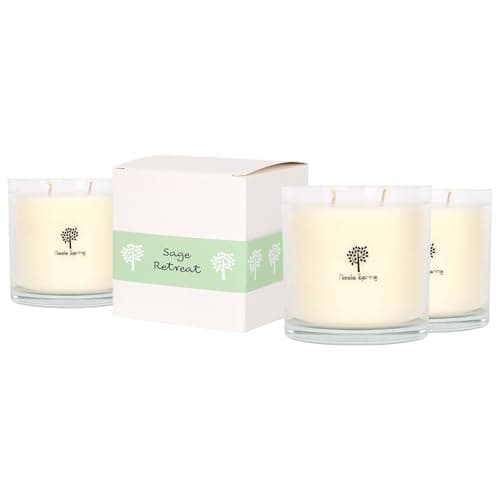 Image of Nicola Spring Soy Wax Scented Candles 400g - Pack of 3 – Sage Retreat Fragrance – Double Wick 45 Hour Burn Eco-Friendly Large Jar Candles for Relaxation, Aromatherapy, Home Décor & Gifting