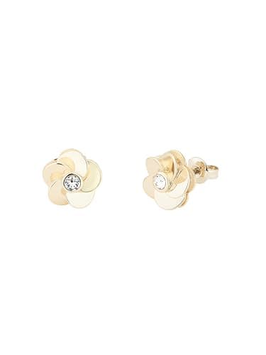 Image of Ted Baker Pelipa Polished Flower Stud Earrings for Women (Gold/Crystal)