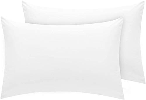 Image of DTEX HOMES Pillowcases 2 pack 100% Egyptian Cotton Envelope Closure Ultra Soft and Premium Quality Pillow Covers 50 x 75 cm (Housewife-White)