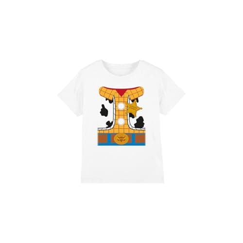 Image of Toy Story Boys Woody Costume Unisex Kids T-Shirt, White, 5-6 Years UK