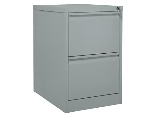 Image of The Workplace Depot Filing Cabinet – Lockable 2, 3 or 4 Drawer Steel Storage Unit in Black, White or Grey with Adjustable Hanging Rails, Space-Saving Organiser for Home & Office (Grey, 2 Drawer)
