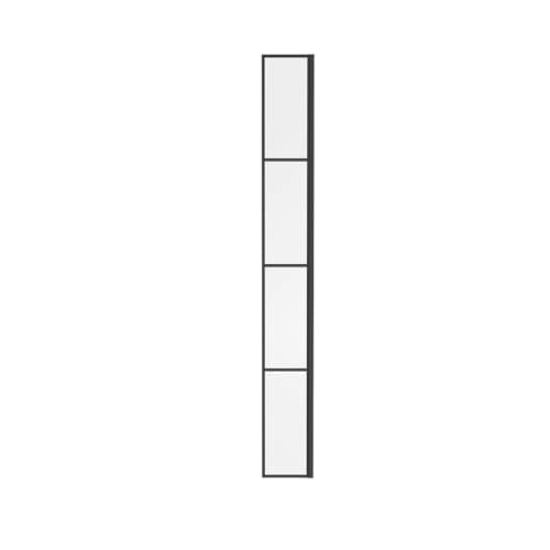 Image of NRG 215 x 1950mm Wet Room Return Panel for Bathroom Shower Enclosures Black Grid Glass Black Framed